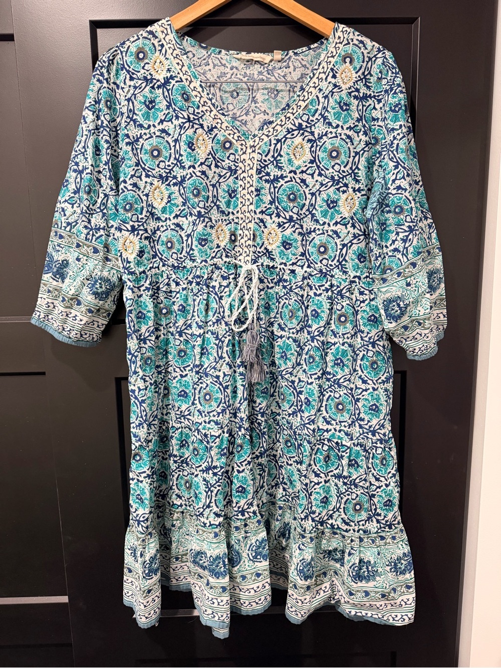 Soft Surroundings Blue Mandala Floral Tunic Dress